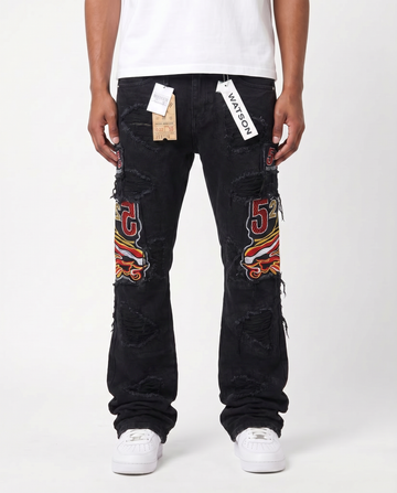 BLACK BAGGY DISTRESSED 52 WATSON DENIM