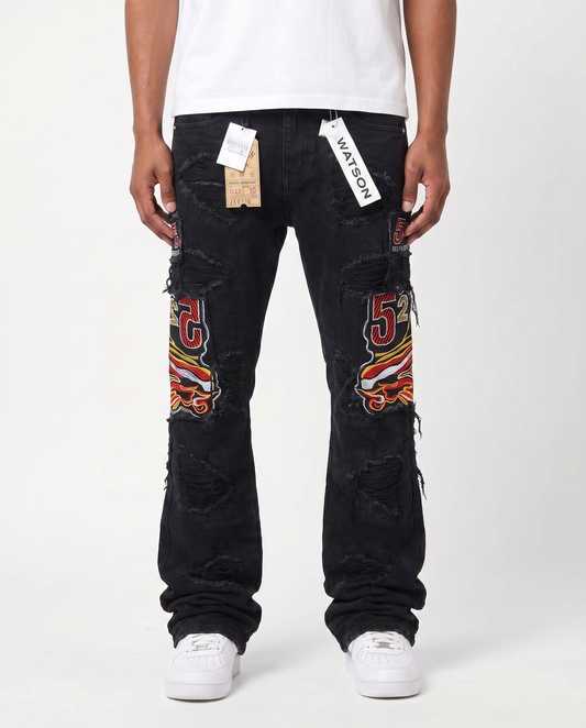 BLACK BAGGY DISTRESSED 52 WATSON DENIM