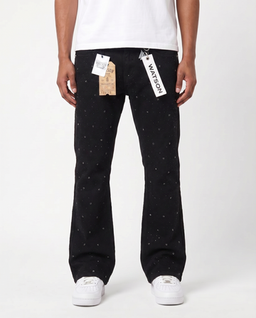 BLACK EMBELLISHED RHINESTONE CRYSTAL WATSON DENIM