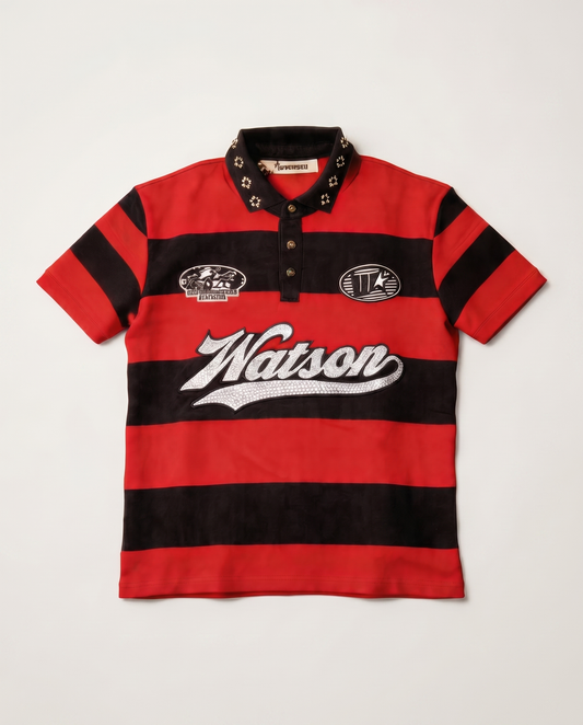 WATSON RUGBY POLO (BLACK/RED)
