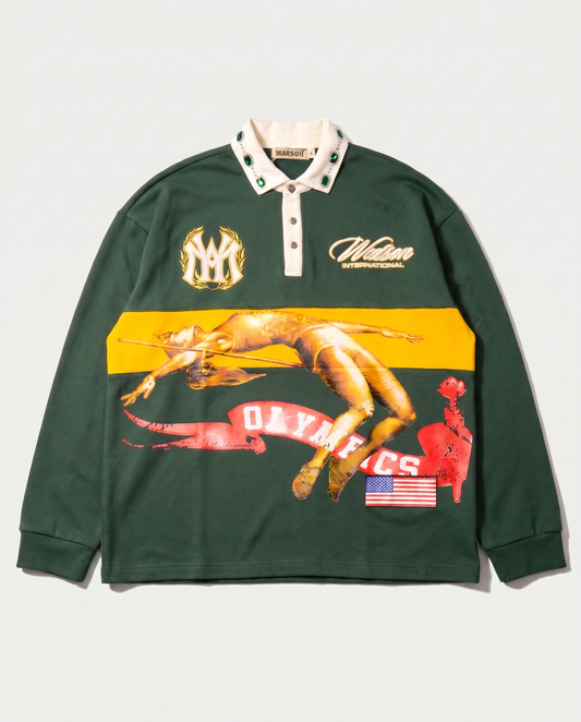 WATSON OLYMPICS LONGSLEEVE RUGBY POLO (GREEN)