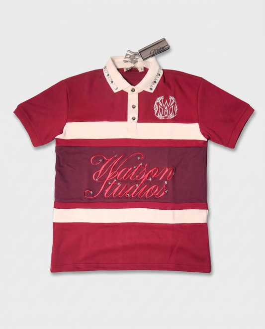 WATSON STUDIOS STAR EMBELLISHED POLO (MAROON)