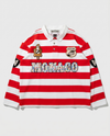 MONACO RHINESTONE STRIPED LONG SLEEVE RUGBY POLO (RED)