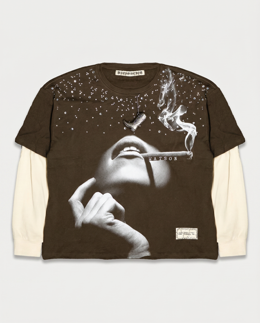 FREE SMOKE LONGSLEEVE T-SHIRT (BROWN)