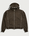CRYSTAL TRIPLE ZIP HOODIE (MOCHA)