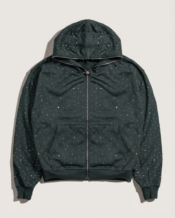 CRYSTAL FULL ZIP HOODIE (CHARCOAL)