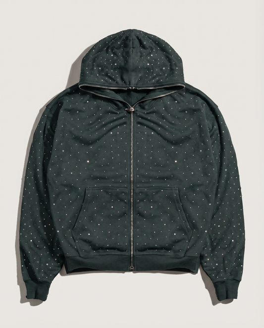 CRYSTAL FULL ZIP HOODIE (CHARCOAL)