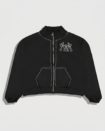 PEARL LINED SWEAT SUIT JACKET (BLACK)