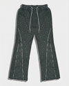 CRYSTAL ZIP FLARE SWEATPANTS (CHARCOAL)