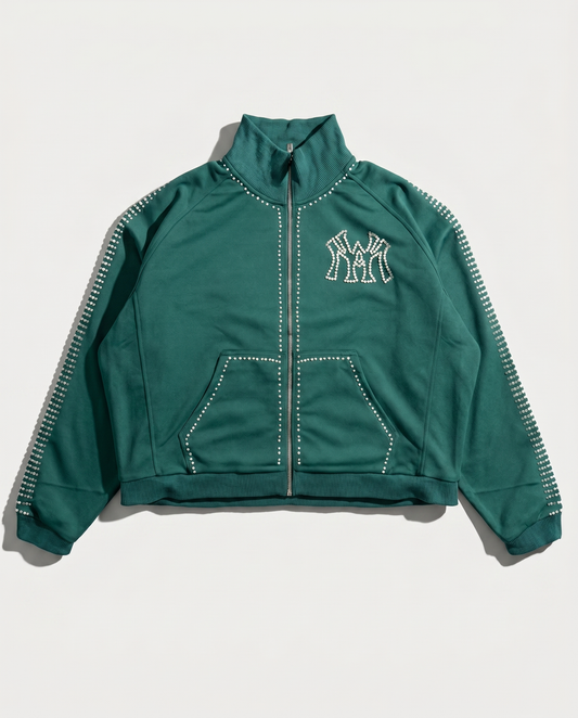 PEARL LINED SWEAT SUIT JACKET (GREEN)