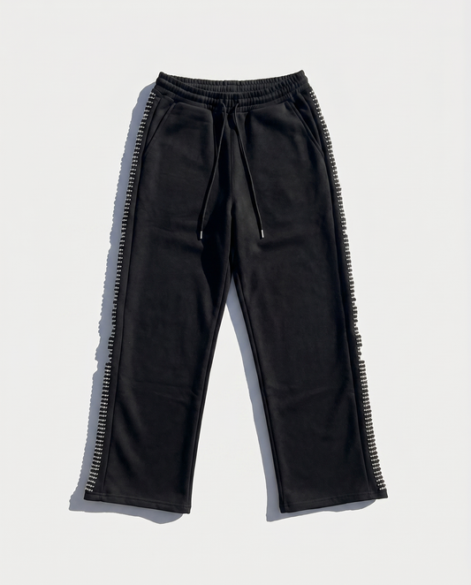 PEARL LINED SWEAT SWEAT SUIT PANTS (BLACK)
