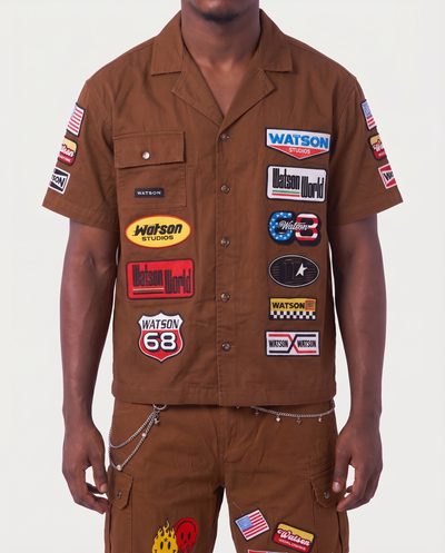 WATSON MULTI PATCH WORK SHIRT (BROWN)