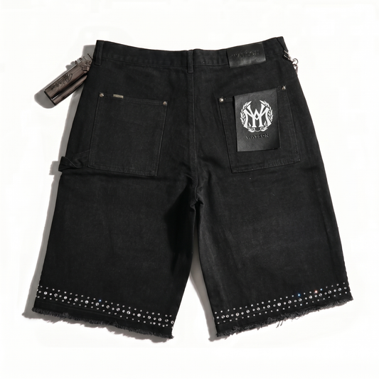 WATSON MULTI STONE BLACK DENIM SHORTS