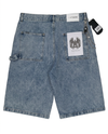 FLORAL LIGHT WASH DENIM CARPENTER SHORTS