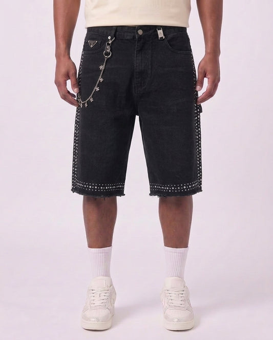 WATSON MULTI STONE BLACK DENIM SHORTS