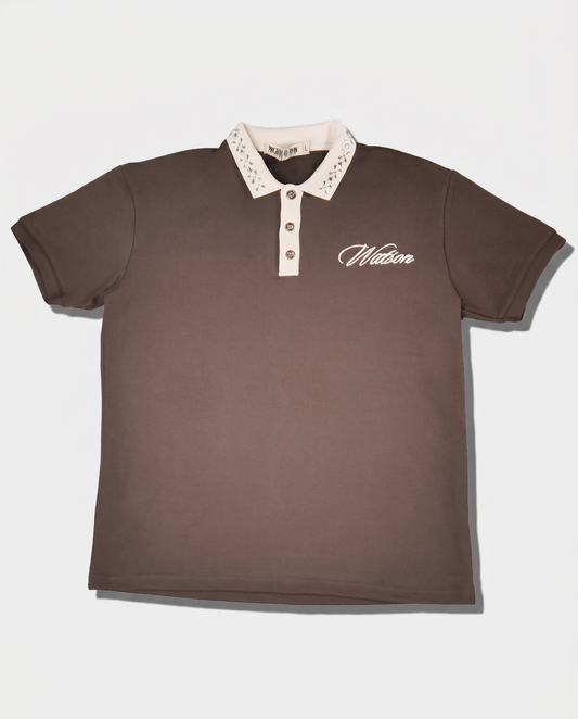 WATSON COLLAR EMBLELLISHED BLACK CHOCOLATE SHIRT