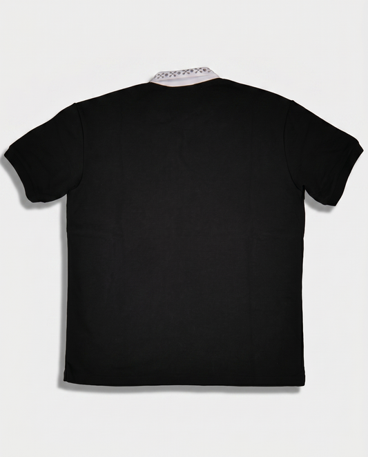 WATSON COLLAR EMBELLISHED BLACK POLO SHIRT