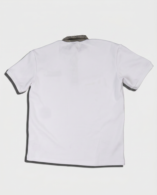 WATSON COLLAR EMBELLISHED WHITE POLO SHIRT