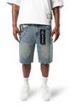 WATSON GLITTER DARK BLUE WASH DENIM SHORTS