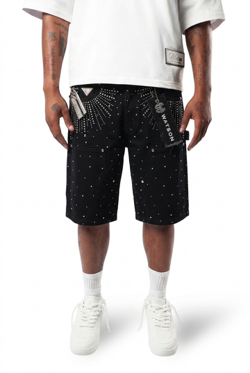 WATSON DANGEL STONES BLACK DENIM SHORTS