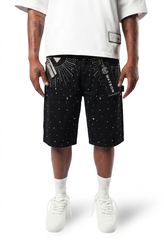 WATSON DANGEL STONES BLACK DENIM SHORTS
