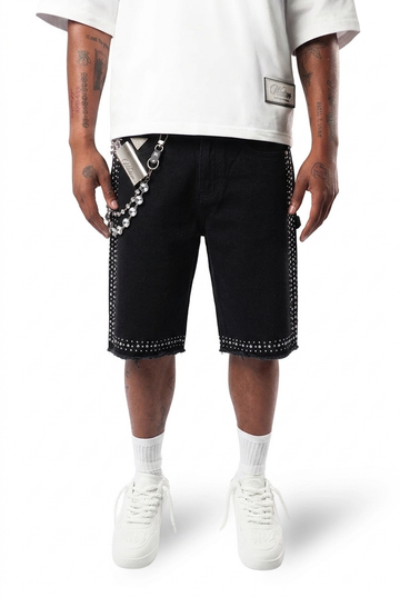 WATSON MULTI STONE BLACK DENIM SHORTS