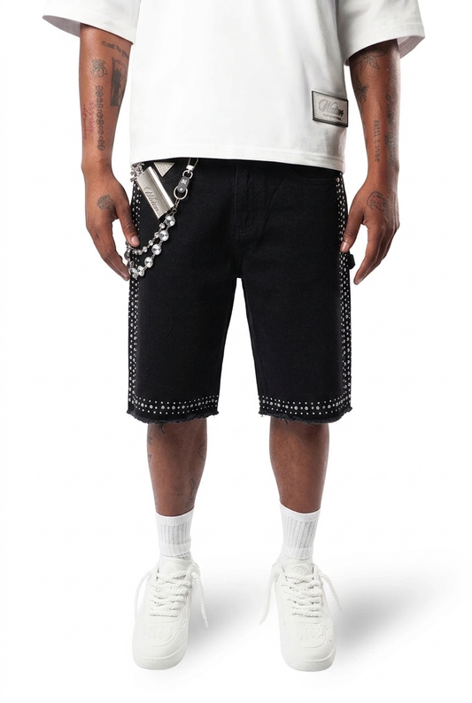 WATSON MULTI STONE BLACK DENIM SHORTS