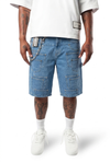 WATSON MULTI POCKET WITH DOUBLE WAIST LIGHT WASH DENIM SHORTS