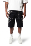 WATSON MANDALA STONES BLACK DENIM SHORTS