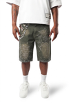 WATSON SPIDERWEB SINGLE STITCHED OLIVE DENIM SHORTS