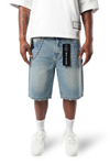 Watson Light Blue Wash Denim Shorts, blue denim shorts, light wash