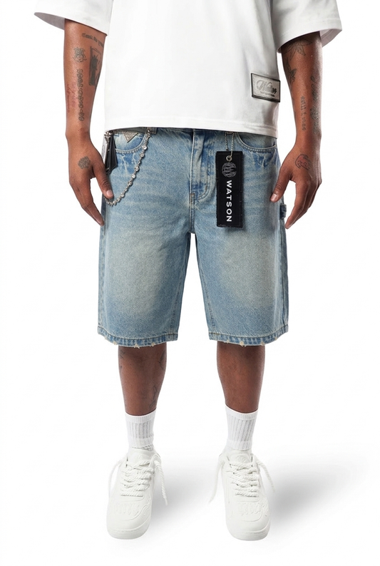 WATSON LIGHT BLUE WASH DENIM SHORTS