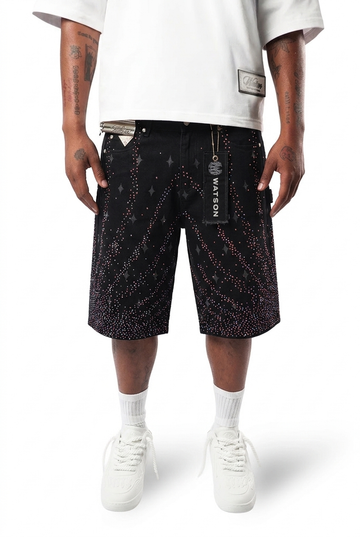 WATSON STARBURST BLACK DENIM SHORTS