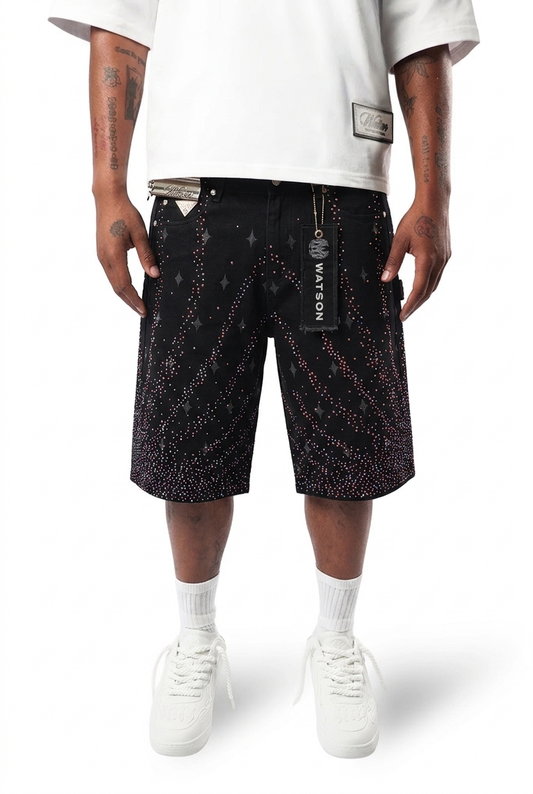 WATSON STARBURST BLACK DENIM SHORTS