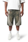 WATSON BENT STRIPES WITH RHINESTONES OLIVE DENIM SHORTS