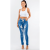HIGH RISE DESTORYED WOMAN DENIM JOGGERS - Allstarelite.com