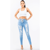 HIGH RISE DESTORYED WOMAN DENIM JOGGERS - Allstarelite.com