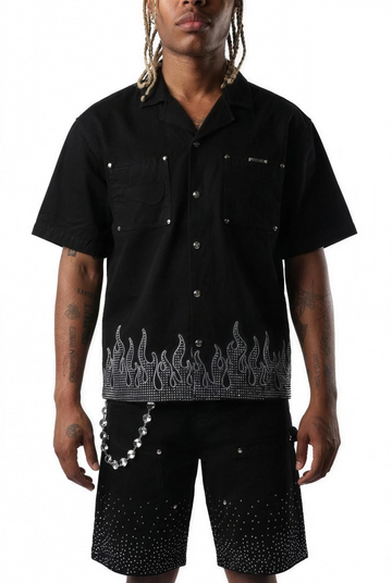 WATSON FLAME BLACK DENIM WORK SHIRT