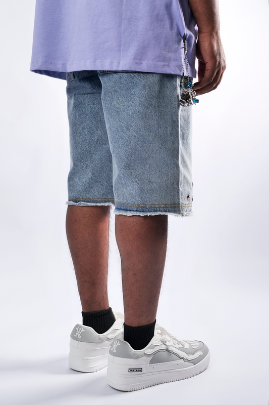 WATSON PURPLE PEAR DIAMOND LIGHT WASH DENIM SHORTS
