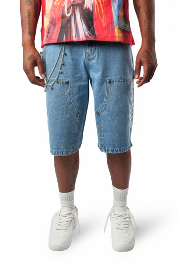 LIGHT WASH CARPENTER SHORTS