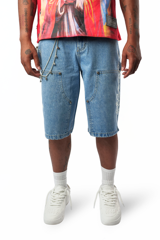 LIGHT WASH CARPENTER SHORTS