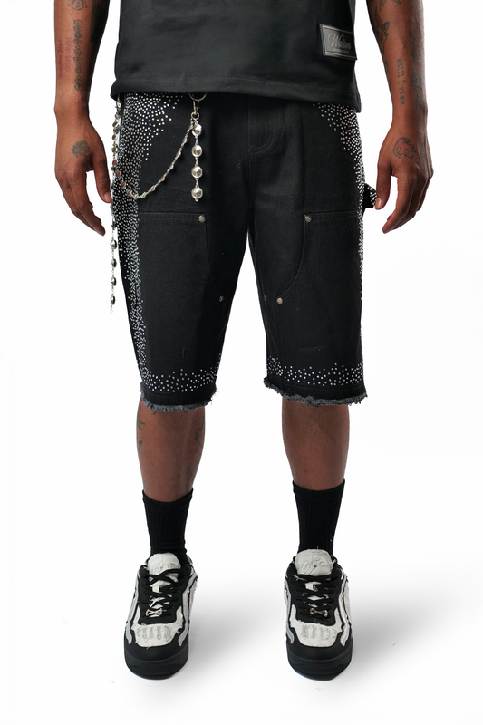 WATSON MULTI STONE BLACK DENIM SHORTS