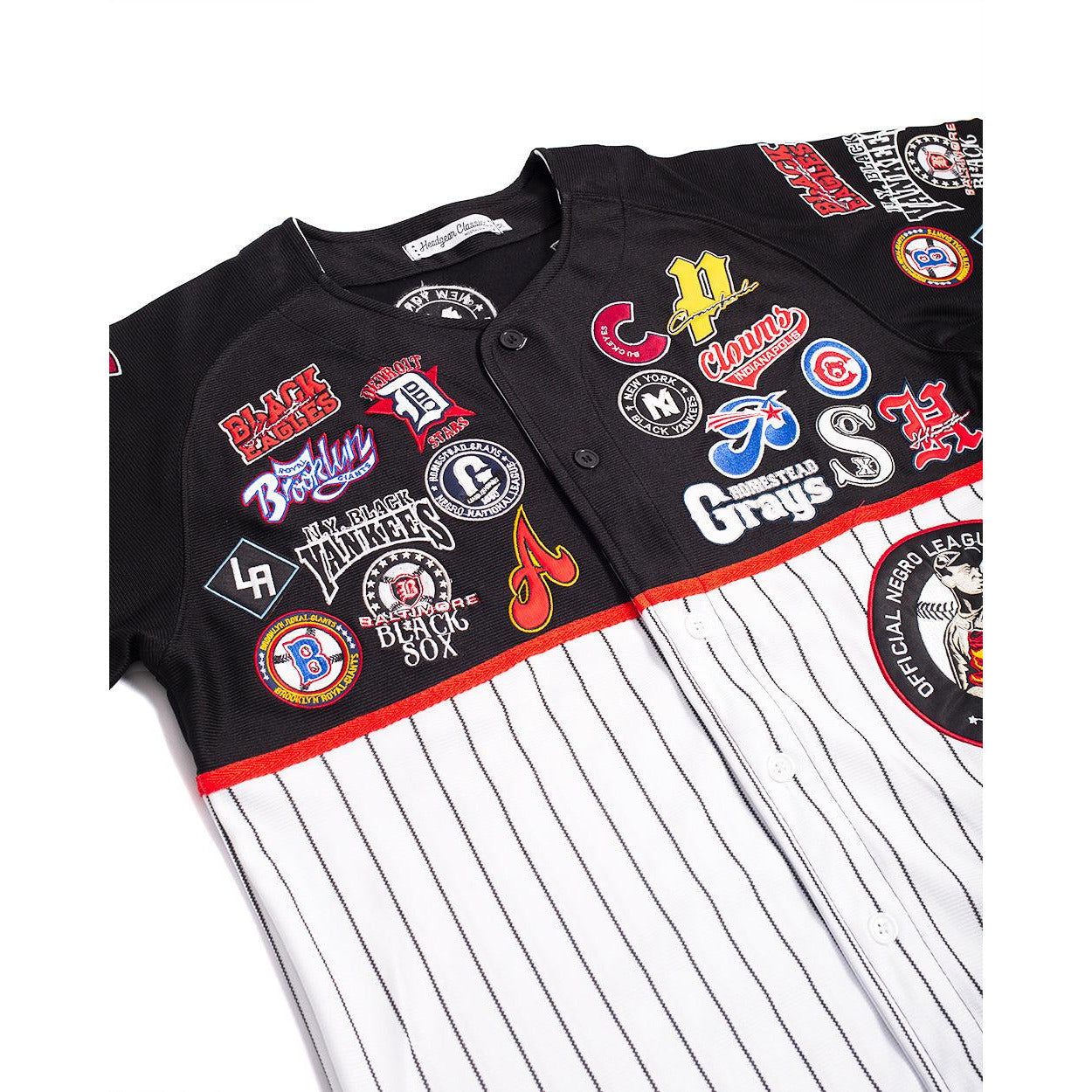 NEGRO LEAGUE BUTTON DOWN COLLAGE FRONT PATCH BASEBALL JERSEY M