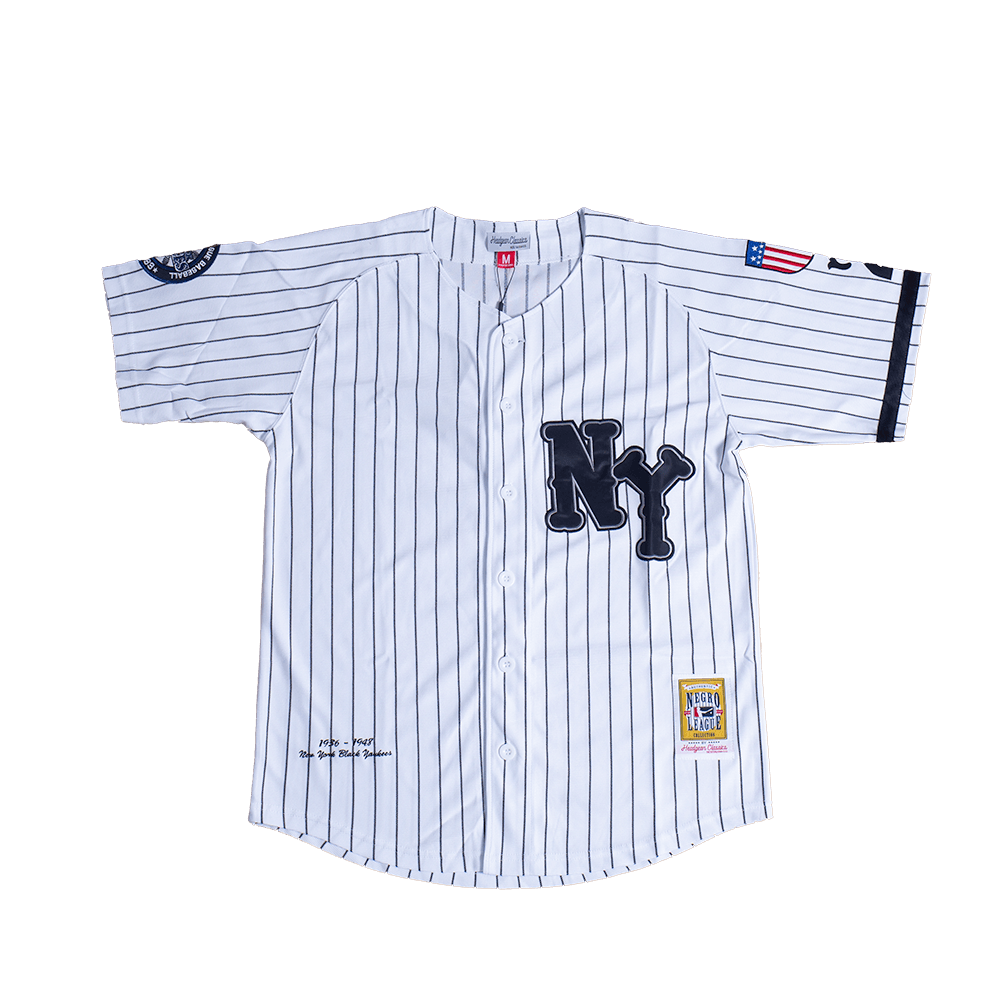 NEW YORK BLACK YANKEES PINSTRIPE BUTTON DOWN JERSEY - Allstarelite.com