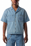 WATSON LIGHT WASH DENIM EMBELLISHED WORK SHIRT