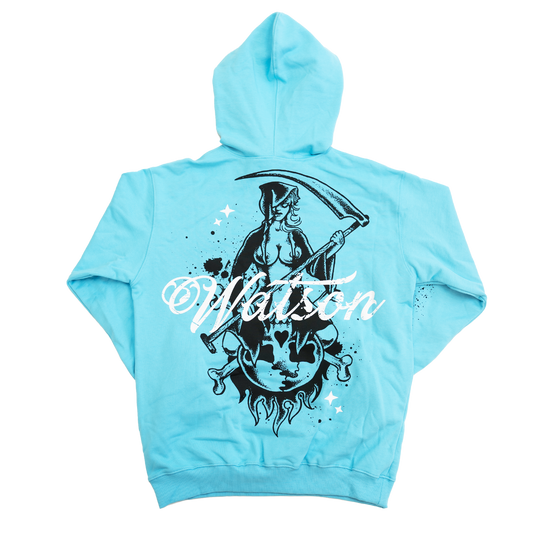 NEVER SAY DIE HOODIE (CAROLINA BLUE)