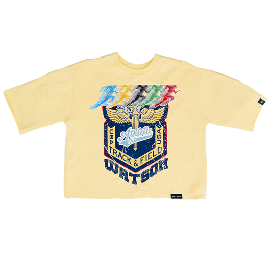 WATSON TRACK AND FIELD CROPPED T-SHIRT (CREAM)