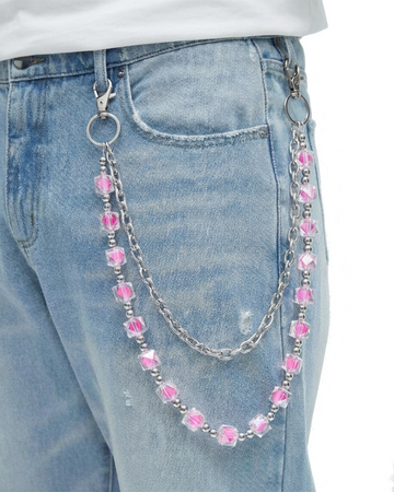 Pink Glass Pant Chain
