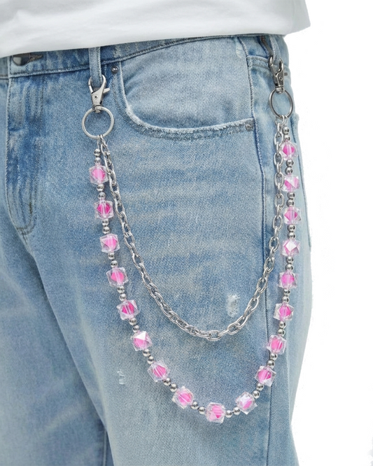 Pink Glass Pant Chain