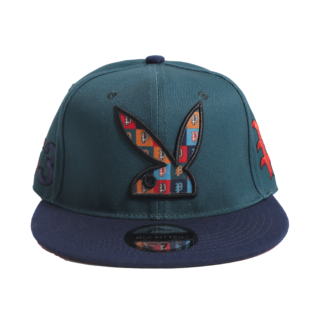 PLAYBOY GREEN BACKLETTER FITTED HAT - Allstarelite.com